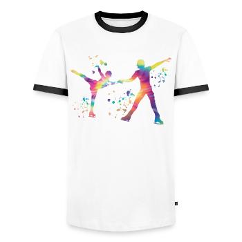 Eiskunstläufer Schlittschuhlaufen Eiskunstlauf - Männer Kontrast-T-Shirt - Weiß/Schwarz - Vorne - AI Model Female 172 light (172cm) & AI Model Male 178 dark (178cm)