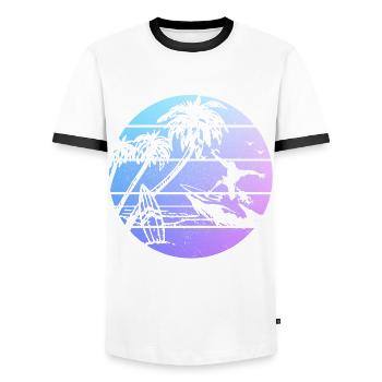 Surfer Vintage Surf Gift - Men's Ringer Shirt - white/black - Front - AI Model Female 172 light (172cm) & AI Model Male 178 dark (178cm)