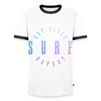 Surfer Vintage Surf Gift - Men's Ringer Shirt - white/black - Front - AI Model Female 172 light (172cm) & AI Model Male 178 dark (178cm)