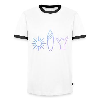 Surfer Vintage Surf Gift - Men's Ringer Shirt - white/black - Front - AI Model Female 172 light (172cm) & AI Model Male 178 dark (178cm)