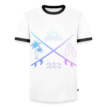 Surfer Vintage Surf Geschenk - Männer Kontrast-T-Shirt - Weiß/Schwarz - Vorne - AI Model Female 172 light (172cm) & AI Model Male 178 dark (178cm)