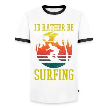 Surfer Vintage Surf Gift - Men's Ringer Shirt - white/black - Front - AI Model Female 172 light (172cm) & AI Model Male 178 dark (178cm)