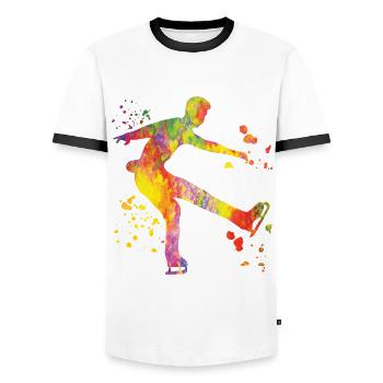 Figure Skater Ice Skating Figure Skating - Men's Ringer Shirt - white/black - Front - AI Model Female 172 light (172cm) & AI Model Male 178 dark (178cm)