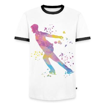 Eiskunstläufer Schlittschuhlaufen Eiskunstlauf - Männer Kontrast-T-Shirt - Weiß/Schwarz - Vorne - AI Model Female 172 light (172cm) & AI Model Male 178 dark (178cm)