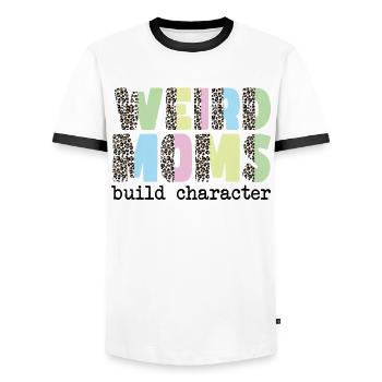 Weird Moms Build Character - Men's Ringer Shirt - white/black - Front - AI Model Female 172 light (172cm) & AI Model Male 178 dark (178cm)