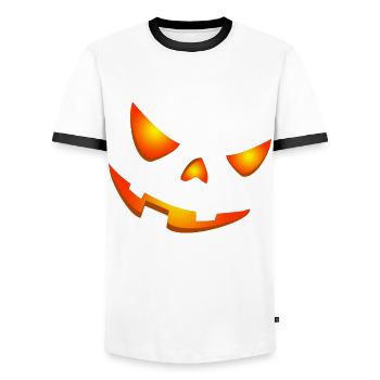Happy Halloween Pumpkin Face - Men's Ringer Shirt - white/black - Front - AI Model Female 172 light (172cm) & AI Model Male 178 dark (178cm)