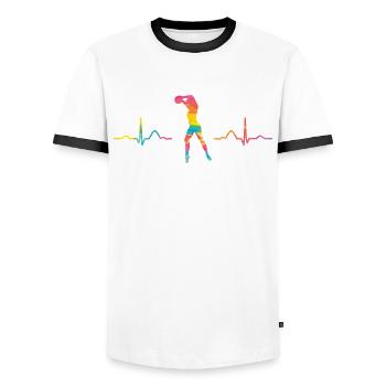 Gymnast With Ball Rhythmic Gymnastics - Men's Ringer Shirt - white/black - Front - AI Model Female 172 light (172cm) & AI Model Male 178 dark (178cm)