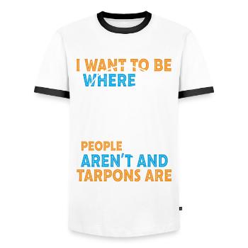 „i Want To Be Where Tarpons Are Fishing Design“ - Männer Kontrast-T-Shirt - Weiß/Schwarz - Vorne - AI Model Female 172 light (172cm) & AI Model Male 178 dark (178cm)