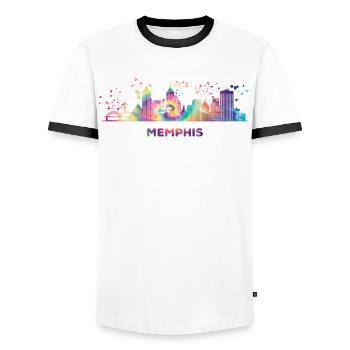 Memphean Skyline Memphis - Männer Kontrast-T-Shirt - Weiß/Schwarz - Vorne - AI Model Female 172 light (172cm) & AI Model Male 178 dark (178cm)