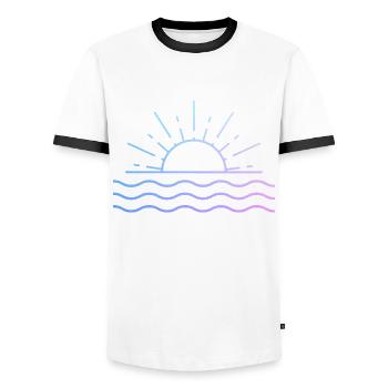 Surfing Vintage Surfer Gift - Men's Ringer Shirt - white/black - Front - AI Model Female 172 light (172cm) & AI Model Male 178 dark (178cm)