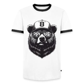 Papa Ours - Cadeau Papa Père Ours pour la fête des Pères - T-shirt contrasté Homme - blanc/noir - Devant - AI Model Female 172 light (172cm) & AI Model Male 178 dark (178cm)