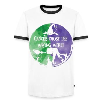 Cancer Witch Green Violet Anal Cancer - Men's Ringer Shirt - white/black - Front - AI Model Female 172 light (172cm) & AI Model Male 178 dark (178cm)