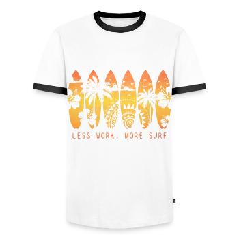 Surfing Vintage Surfer Gift - Men's Ringer Shirt - white/black - Front - AI Model Female 172 light (172cm) & AI Model Male 178 dark (178cm)