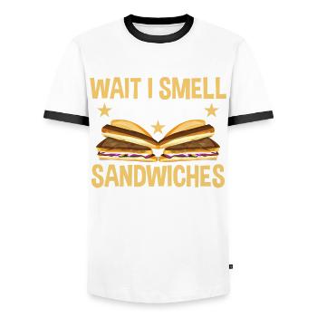 Sandwich Master Deli Sub Lover Sandwich Day Food - Men's Ringer Shirt - white/black - Front - AI Model Female 172 light (172cm) & AI Model Male 178 dark (178cm)