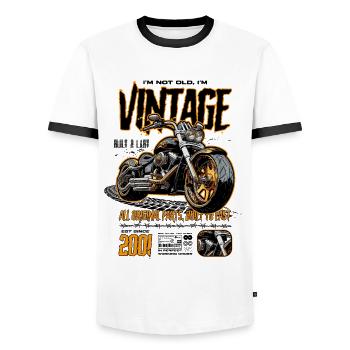 Motorrad Geburtstag geboren im Jahr 2001 - Männer Kontrast-T-Shirt - Weiß/Schwarz - Vorne - AI Model Female 172 light (172cm) & AI Model Male 178 dark (178cm)