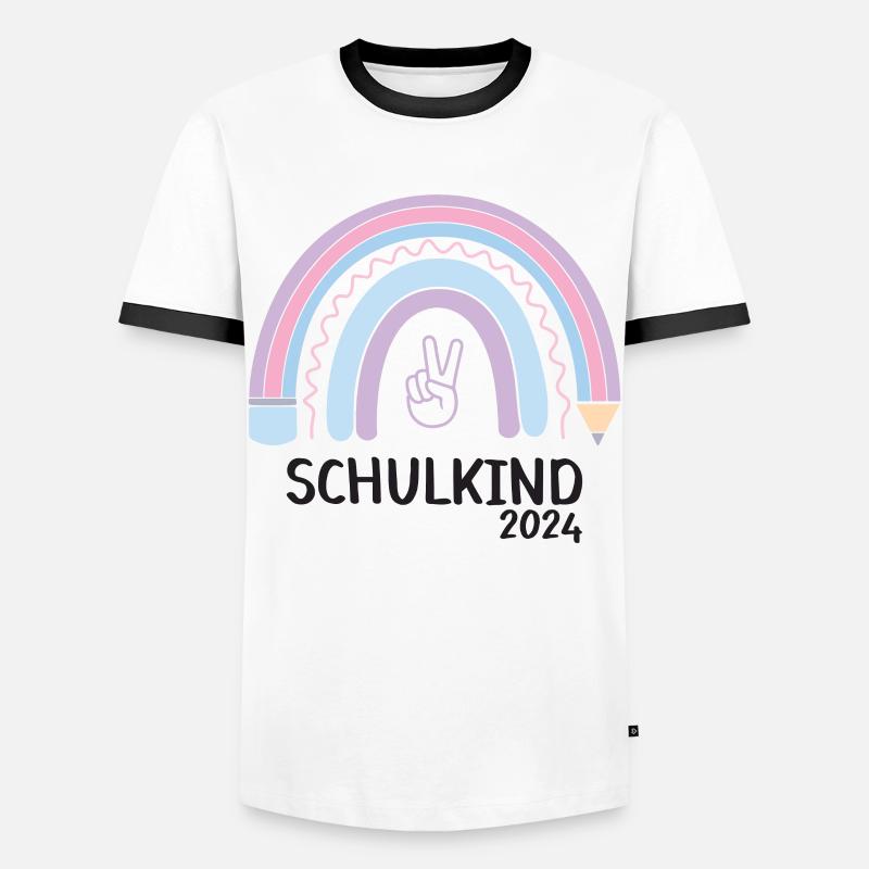 Schulanfang Einschulung Schulkind 2024 - Männer Kontrast-T-Shirt - Weiß/Schwarz