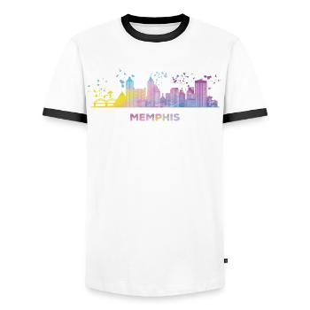 Memphean Skyline Memphis - Männer Kontrast-T-Shirt - Weiß/Schwarz - Vorne - AI Model Female 172 light (172cm) & AI Model Male 178 dark (178cm)