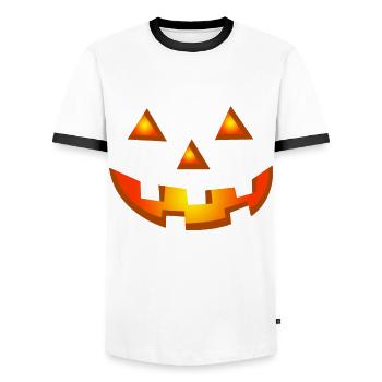 Happy Halloween Pumpkin Face - Men's Ringer Shirt - white/black - Front - AI Model Female 172 light (172cm) & AI Model Male 178 dark (178cm)