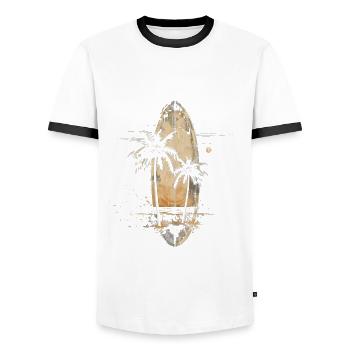 Surfen Vintage Surfer Geschenk - Männer Kontrast-T-Shirt - Weiß/Schwarz - Vorne - AI Model Female 172 light (172cm) & AI Model Male 178 dark (178cm)