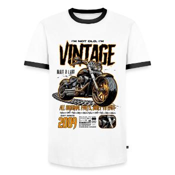Moto Motards Motard Anniversaire Né En 2009 - T-shirt contrasté Homme - blanc/noir - Devant - AI Model Female 172 light (172cm) & AI Model Male 178 dark (178cm)