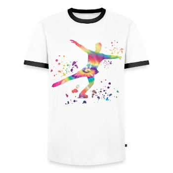 Eiskunstläufer Schlittschuhlaufen Eiskunstlauf - Männer Kontrast-T-Shirt - Weiß/Schwarz - Vorne - AI Model Female 172 light (172cm) & AI Model Male 178 dark (178cm)