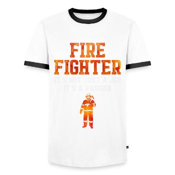 Fire Brigade Fire Brigade Firefighter Fire Brigade - Men's Ringer Shirt - white/black - Front - AI Model Female 172 light (172cm) & AI Model Male 178 dark (178cm)