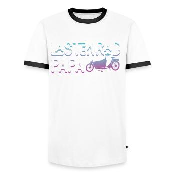 Cargo Bike Dad Retro Bike Cargobike - Men's Ringer Shirt - white/black - Front - AI Model Female 172 light (172cm) & AI Model Male 178 dark (178cm)