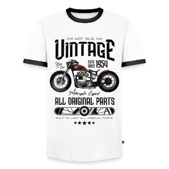 Vintage Motorcycle Bikers Motorbike Birthday 1954 - Men's Ringer Shirt - white/black - Front - AI Model Female 172 light (172cm) & AI Model Male 178 dark (178cm)