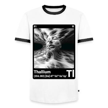 AI am Thallium (bk) fashion periodictable style - Men's Ringer Shirt - white/black - Front - AI Model Female 172 light (172cm) & AI Model Male 178 dark (178cm)