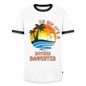 Mother-daughter trip 2024 - Men's Ringer Shirt - white/black - Front - AI Model Female 172 light (172cm) & AI Model Male 178 dark (178cm)