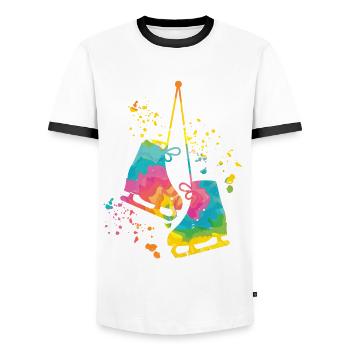 Eiskunstläufer Schlittschuhlaufen Eiskunstlauf - Männer Kontrast-T-Shirt - Weiß/Schwarz - Vorne - AI Model Female 172 light (172cm) & AI Model Male 178 dark (178cm)