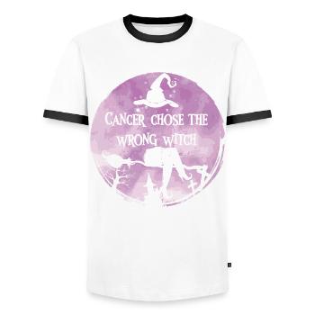 Cancer Sorcière Orchidée Cancer testiculaire - T-shirt contrasté Homme - blanc/noir - Devant - AI Model Female 172 light (172cm) & AI Model Male 178 dark (178cm)