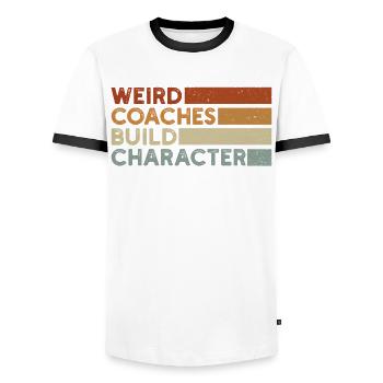 Weird Coaches Make Up Character Coach - Men's Ringer Shirt - white/black - Front - AI Model Female 172 light (172cm) & AI Model Male 178 dark (178cm)