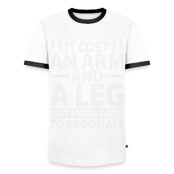 Amputation Lost Leg - Men's Ringer Shirt - white/black - Front - AI Model Female 172 light (172cm) & AI Model Male 178 dark (178cm)