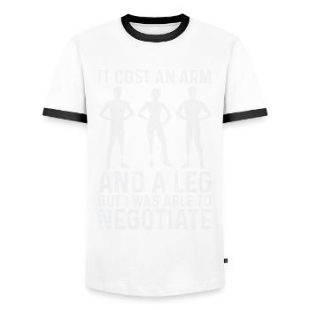 Amputation Lost Leg - Men's Ringer Shirt - white/black - Front - AI Model Female 172 light (172cm) & AI Model Male 178 dark (178cm)
