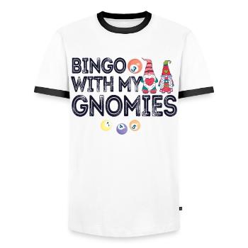 Bingo Mit Meinen Gnomies Lustiges Bingo - Männer Kontrast-T-Shirt - Weiß/Schwarz - Vorne - AI Model Female 172 light (172cm) & AI Model Male 178 dark (178cm)