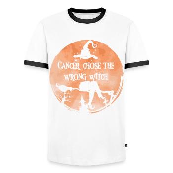 Krebs Hexe Pfirsich Gebärmutterkrebs - Männer Kontrast-T-Shirt - Weiß/Schwarz - Vorne - AI Model Female 172 light (172cm) & AI Model Male 178 dark (178cm)