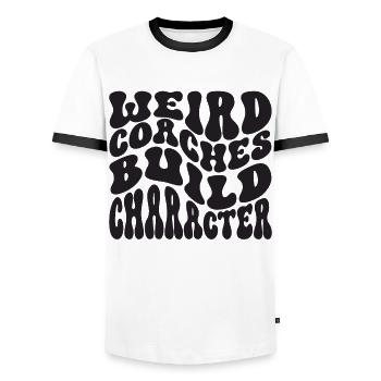 D’étranges entraîneurs forment des entraîneurs de caractère - T-shirt contrasté Homme - blanc/noir - Devant - AI Model Female 172 light (172cm) & AI Model Male 178 dark (178cm)