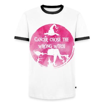 Cancer Sorcière Rose Cancer du sein - T-shirt contrasté Homme - blanc/noir - Devant - AI Model Female 172 light (172cm) & AI Model Male 178 dark (178cm)