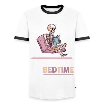 Ich Lese Nach Der Schlafenszeit Skelett - Männer Kontrast-T-Shirt - Weiß/Schwarz - Vorne - AI Model Female 172 light (172cm) & AI Model Male 178 dark (178cm)