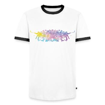 Eishockeyspieler Jungen Eishockey - Männer Kontrast-T-Shirt - Weiß/Schwarz - Vorne - AI Model Female 172 light (172cm) & AI Model Male 178 dark (178cm)
