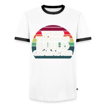 Weird Teachers Build Character Teacher - Men's Ringer Shirt - white/black - Front - AI Model Female 172 light (172cm) & AI Model Male 178 dark (178cm)