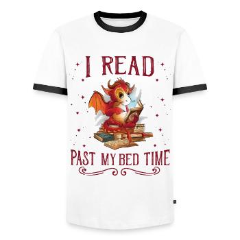 Je lis après le coucher lire dragon - T-shirt contrasté Homme - blanc/noir - Devant - AI Model Female 172 light (172cm) & AI Model Male 178 dark (178cm)