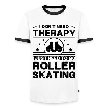 I don't need therapy. I just need to go roller - Men's Ringer Shirt - white/black - Front - AI Model Female 172 light (172cm) & AI Model Male 178 dark (178cm)