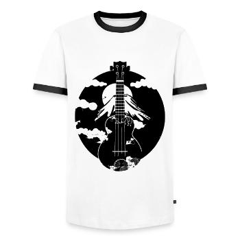 Ukulele Drawing - Men's Ringer Shirt - white/black - Front - AI Model Female 172 light (172cm) & AI Model Male 178 dark (178cm)
