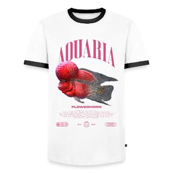 Flowerhorn Cichlid Fish Keeper Streetwear - T-shirt contrasté Homme - blanc/noir - Devant - AI Model Female 172 light (172cm) & AI Model Male 178 dark (178cm)
