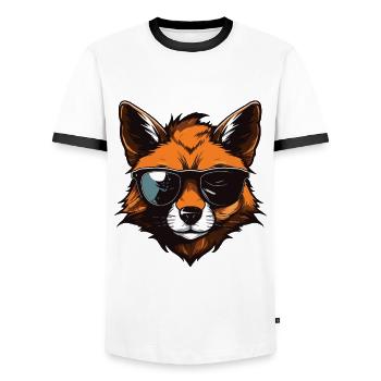 Fox Hipster Cool Party - Men's Ringer Shirt - white/black - Front - AI Model Female 172 light (172cm) & AI Model Male 178 dark (178cm)