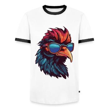 Hahn Hipster Cool Party - Männer Kontrast-T-Shirt - Weiß/Schwarz - Vorne - AI Model Female 172 light (172cm) & AI Model Male 178 dark (178cm)