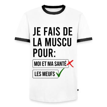 I do weight training for the girls - Men's Ringer Shirt - white/black - Front - AI Model Female 172 light (172cm) & AI Model Male 178 dark (178cm)