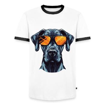 Great Dane Hund Hipster Cool Party - Männer Kontrast-T-Shirt - Weiß/Schwarz - Vorne - AI Model Female 172 light (172cm) & AI Model Male 178 dark (178cm)